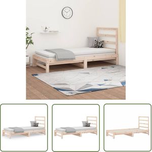 The Living Store Slaapbank uitschuifbaar massief grenenhout 2x(90x190) cm - Slaapbank - Logeerbed - Bankstel - Grenenhout Meubels - Hout Meubel