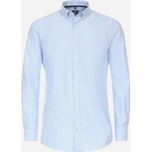 Redmond comfort fit overhemd - popeline - blauw geruit - Strijkvriendelijk - Boordmaat: 47/48