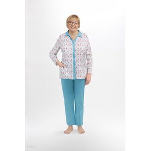 Martel- Elzbieta dames pyjama-lange mouwen - blauw- 100 % katoen 4XL