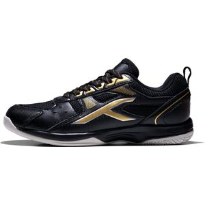 HUNDRED Raze Non-Marking professionele badmintonschoenen voor heren (zwart/goud, maat: UK 12/US 13/EU 46) | Materiaal Bovenwerk: Polyester, Zool: Rubber | Geschikt voor indoortennis/squash/tafeltennis/basketbal en padel