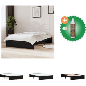 vidaXL Bedframe massief hout zwart 120x200 cm - Bed - Inclusief Houtreiniger en verfrisser