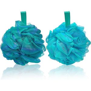 Brenzoos - 2-pack grote doucheluffa's 75 g - zachte badsponzen - exfoliatiesponsen voor milde scrub - mannen en vrouwen - bad accessoires - set van 2