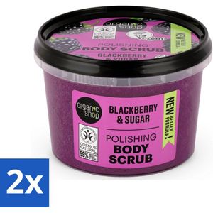 2 x Organic Shop - Body Scrub Blackberry - Verfrissend en Hydraterend - 250 ml - Lichaams Scrub - Scrub - Braam - Organische - Natuurlijke