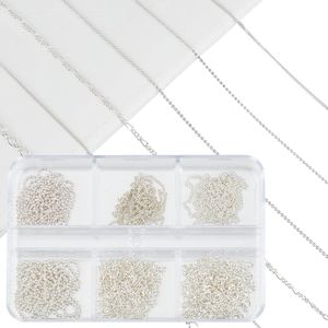 Allecto plus - Nagelkettingen Set van 6 Metaal Zilver voor DIY Manicure met Nagel Charms.