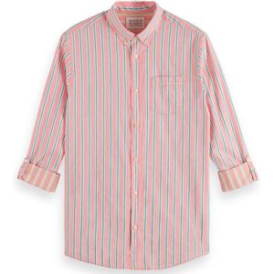 Scotch & Soda Dobby Stripe Roll Up Sleeves Heren Overhemd - Maat L