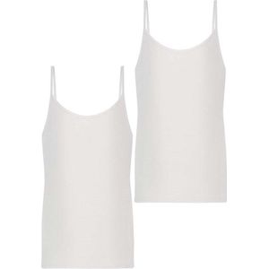 RJ Bodywear - Pure Color 2-pack Meisjes Spaghetti Top Wit - maat 134/140 - Wit