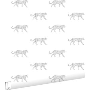 ESTAhome behang panters wit en lichtgrijs - 53 cm x 10.05 m - 139772