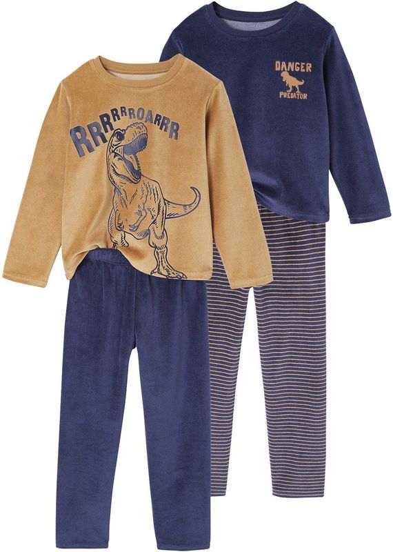 Set van 2 - Pyjama's - Karamel - Fluweel - Jongens