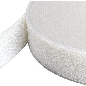 Klittenband haak + fleece rug - breedte + kleur naar keuze - 3, 8 of 25 m - Back to Back - wit - 50 mm x 8 m