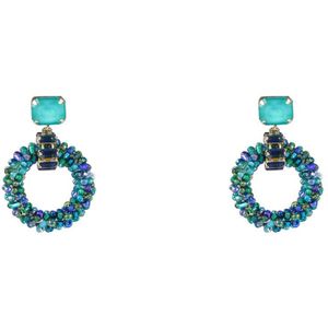 Day&Eve by Go Dutch Label Oorknoppen Grote Steen Kralen Cirkel Blue