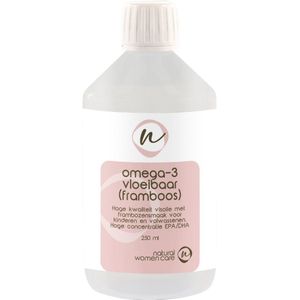 Natural Women Care - Omega 3 vloeibaar framboos - Zuivere visolie van hoge kwaliteit met frambozensmaak. Hoge concentratie EPA/DHA
