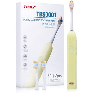 Truly TBS0001 - Elektrische Tandenborstel - IPX7 - 3 Poetsstanden - Inclusief 3x Opzetborstels - Draadloos Oplaadbaar - Geel