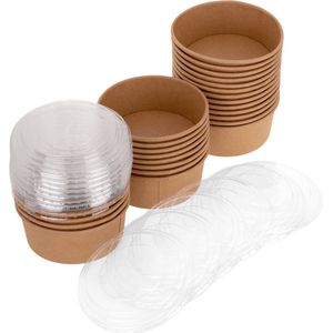 PrimeMatik - Biologisch afbreekbare bagasse mini terrine met deksel 60mL, 50 stuks.