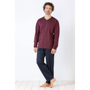 Rode herenpyjama Hajo met blauwe broek - Rood - Maat - 50