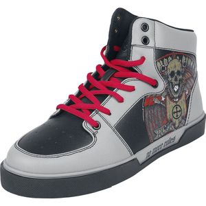 Rock Rebel by EMP Grijs-zwarte hoge sneakers met print Unisex - EU38