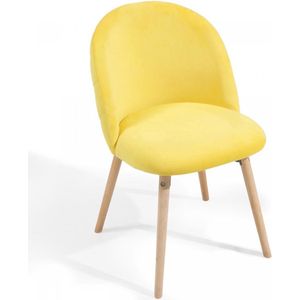 Miadomodo Eetkamerstoelen - Velvet - Fluweel - Houten Poten - Set van 6 - Geel