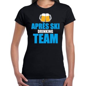 Apres ski t-shirt Apres ski drinking team bier zwart  dames - Wintersport shirt - Foute apres ski outfit/ kleding/ verkleedkleding XS