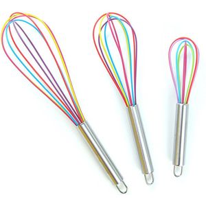 3 stuks kleurrijke siliconen garde - keuken koken garde - Kleine garde - Keukengerei - Koken - Bakken - Garde/klopper set - roestvrijstalen garde - Handklopper voor de Keuken - Kloppen Roeren Koken - Handmixer - Handklopper Slagroom