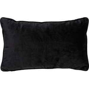 Dutch Decor FINN - Kussenhoes 30x50 cm - velvet - lendekussen - Raven - zwart - met rits - zonder binnenkussen