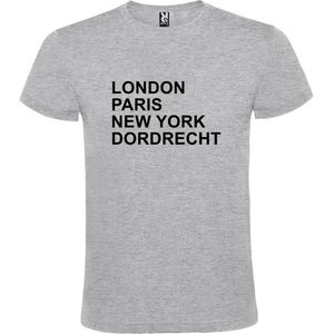 Grijs T-shirt 'LONDON, PARIS, NEW YORK, DORDRECHT' Zwart Maat 3XL