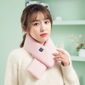 Verwarmende sjaal, nekwervelkolomverwarmende nekbedekking, slimme winterkoudebescherming en warmte-artefact, oplaadbare verwarmde neksjaal, roze