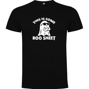 Zwart T-Shirt met “This is some Boo Sheet“ Afbeelding Wit Maat S