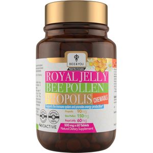 BEE&YOU 3 in 1 Pure Bee Complex Supplement voor Kinderen - met Propolis + Royal Jelly + Pollen - 60 tabletten - Natuurlijke Boost van het Immuunsysteem en Energie