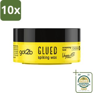 10 x Got2B - Spiking Wax - Glued - 75 ml - Grootverpakking - Spiking Wax - Extreme Hold - Styling Wax - Hair Styling - Wax Voor Haar