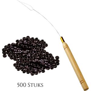Thef - Set 500 Nanoringen - Nano Ring Loopnaald - Hairextensions- Haarverlenging - Haarstyling - Donkerbruin