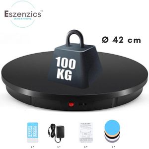 Eszenzics™ Draaiplateau Pro7 - Professionele display - Ø42 cm - Tot 100 kg - 360° rotatie - Afstandsbediening - Geluidsarm - Waterproof - Zwart - Fotografie - Etalage - Winkel