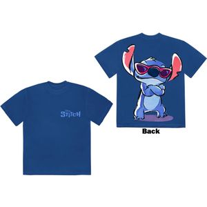Disney - Stitch Logo Heren T-shirt - XL - Blauw