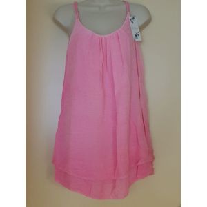 Dames top met gevlochten bandjes fluor roze One size 38/44