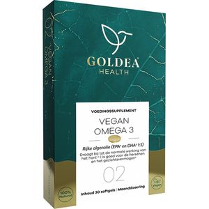 Goldea Health Vegan Omega 3 - Voedingssupplement - Algenolie EPA DHA - 30 capsules - Maanddosering