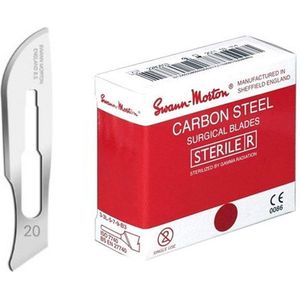 Swann Morton mesjes steriel 20 Swann Morton - RVS - Past op houder nummer 4 - Nummer 20