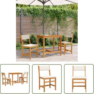 The Living Store 3-delige Balkonset met kussens massief acaciahout - Balkon Set - Tuinset - Acacia Hout - Buitenkamer - Eetkamerset