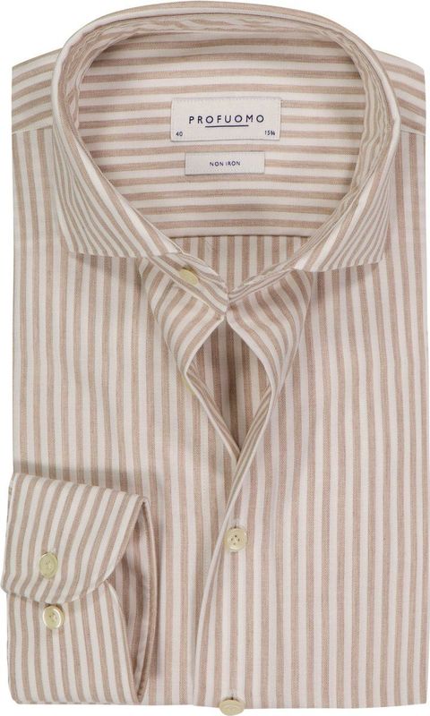 Profuomo - Overhemd - Beige - Strijkvrij
