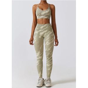 PRINTED GYM SET - Maat M - 2delig - Multicolour Mint Groen - Gym Set - Gym Legging - Fitness set - Fitness top & legging - Sportkledingset - Sporttop - Sportlegging - Yogaset - Yogalegging - Yogatop