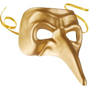dressforfun - Venetiaans masker met lange neus goud - verkleedkleding kostuum halloween verkleden feestkleding carnavalskleding carnaval feestkledij partykleding - 303556