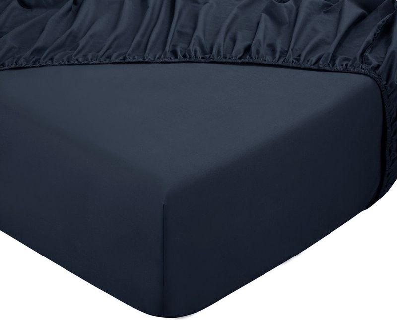 DoubleDry Hoeslaken - Antracietblauw - 100% Natuurlijk Katoen - Rondom Elastiek