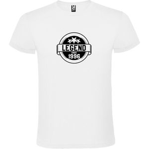 Wit T-Shirt met “Legend sinds 1996 “ Afbeelding Zwart Size XS
