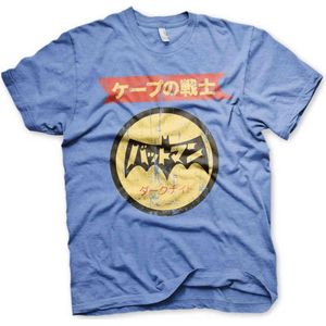 DC Comics Batman Heren Tshirt -S- Japanese Retro Logo Blauw