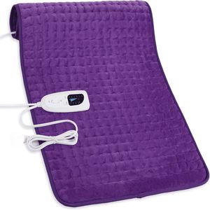 Verwarmingskussen, elektrische verwarmingskussens voor de rug, warmtekussen voor de buik, schouder, knie, meerdere temperaturen en automatische uitschakeling (donkerpaars, 33'' × 17'' Europese standaardstekker)