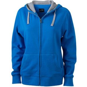 James and Nicholson Vrouwen/dames Lifestyle Zip-Hoodie (Kobaltblauw/Grijze Heide)