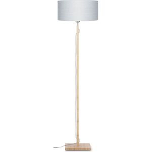 GOOD&MOJO Vloerlamp Fuji - Lichtgrijs/Bamboe - Ø47cm - Scandinavisch,Bohemian - Staande lamp voor Woonkamer - Slaapkamer