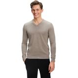FALKE Basic New Merino V-Neck elegante klassieker wol trui heren beige - maat S
