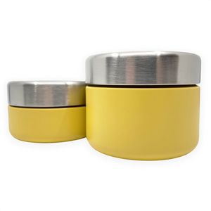Smikkels - RVS Fruitbakjes kinderen - 2 Duurzame snackdoosjes 280ml en 420ml - Geel - Schoolfruit - school