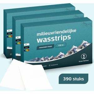 GreenHarbour 5-in-1 Wasstrips - Misty Mountains - Wasmiddeldoekjes - Wasmiddel - Incl. Wasverzachter - 390 Stuks