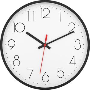 Intirilife wandklok in zwart - wit met 30,5 cm diameter - Praktische tijdweergave chronometer stijlvol voor elke kamer