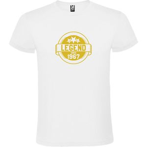 Wit T-Shirt met “Legend sinds 1967 “ Afbeelding Goud Size XXXXL