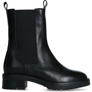 Manfield - Dames - Zwarte leren chelsea boots - Maat 36